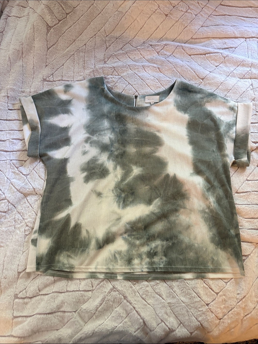 MELLODAY Kids Short Sleeve Tie-Dye Tee in Green & White